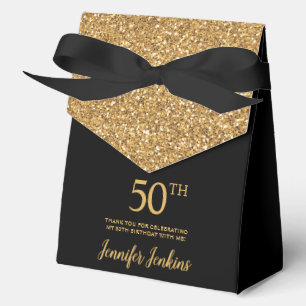 50. Geburtstag Gold Glitter Danke Geschenkschachtel