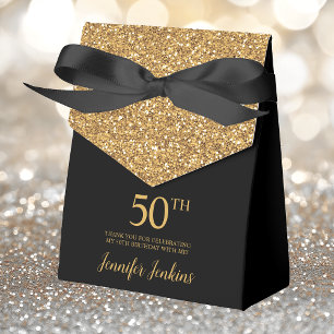 50. Geburtstag Gold Glitter Danke Geschenkschachtel