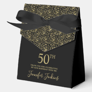50. Geburtstag Gold Glitter Rosen Danke  Geschenkschachtel