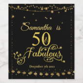 50. Geburtstag Gold Glitzer Black 50 fabelhaft Weinetikett (Einzelnes Label)