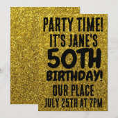 50. GEBURTSTAG GOLD GLITZER CUSTOM EINLAGEN EINLADUNG (Vorne/Hinten)