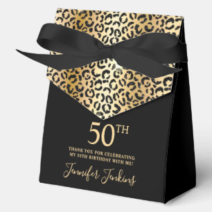 50. Geburtstag Gold Leopardendruck Danke  Geschenkschachtel