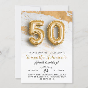 50. Geburtstag Gold Marmor Einladung