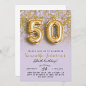 50. Geburtstag Gold Marmor Einladung (Vorne/Hinten)