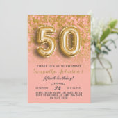50. Geburtstag Gold Marmor Einladung (Stehend Vorderseite)