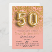 50. Geburtstag Gold Marmor Einladung (Vorne/Hinten)