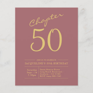 50. Geburtstag Gold Pink Einladung Flyer