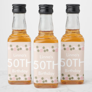 50. Geburtstag Gold Pink Röte Konfetti Alkoholflaschenetikett