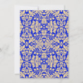 50. Geburtstag - Gold Royal Blue Damask Einladung (Rückseite)
