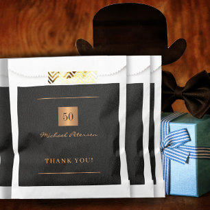 50. Geburtstag Gold Schwarz elegant Danke Geschenktütchen