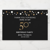 50. Geburtstag Gold schwarzen Thema confetti viele Schaumweinetikett (Einzelnes Label)