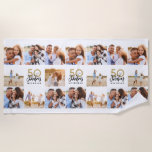 50. Geburtstag Gold Schwarzes Foto Collage Chic St Strandtuch<br><div class="desc">Feiern Sie Ihren 50. Geburtstag stilvoll mit diesem schwarzen und goldenen Effekt 50. Geburtstag. Ein modernes Design mit Skripttext,  fett gedruckter Grafik-Foto-Collage. Ändern Sie die Farbe,  um sie anzupassen. Teil einer Sammlung.</div>