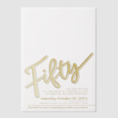 50. Geburtstag Gold-Skript-Text-Overlay Pergament Einladungen (Vorderseite)