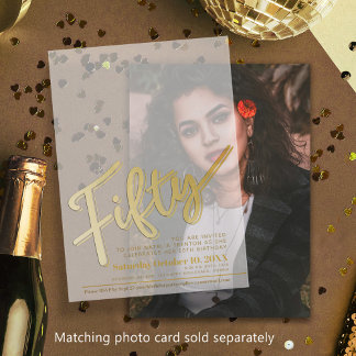 50. Geburtstag Gold-Skript-Text-Overlay Pergament Einladungen