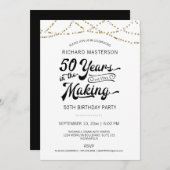 50. Geburtstag Gold String Lights Einladung (Vorne/Hinten)
