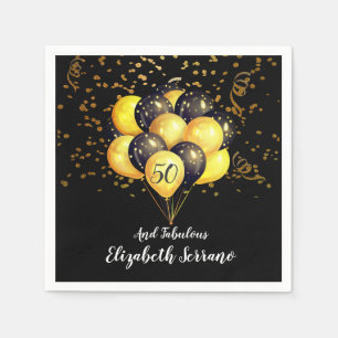 50. Geburtstag Gold und schwarze Balloons und Conf Serviette