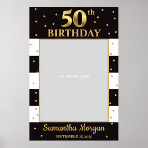 50. Geburtstag Gold und Schwarzes Foto Prop Frame Poster