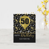 50. Geburtstag Gold und Silver Confetti Ballon Karte (Gelbe Blume)