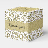 50. Geburtstag Gold/Weiße Zahlenmuster Geschenkschachtel (Vorderseite)