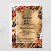 50. Geburtstag Gold Wild Animal Print Einladung (Vorderseite)