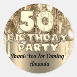50. Geburtstag GOLDen BALLONS Vielen Dank für Ihr  Runder Aufkleber
