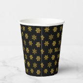 50. Geburtstag & Goldene Schneeflocken auf Schwarz Pappbecher (Rechts)