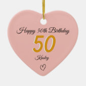 50. Geburtstag Goldener Schatten-Monogramm-Herz Keramik Ornament (Vorne)