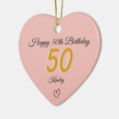 50. Geburtstag Goldener Schatten-Monogramm-Herz Keramik Ornament (Links)