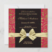 50. Geburtstag goldfarbener Damast Einladung (Rückseite)