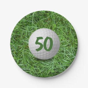 50. Geburtstag Golf Ball auf Grass Paper Plate Pappteller