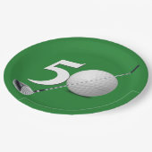 50. Geburtstag Golf Ball & Club Pappteller (Schrägansicht)