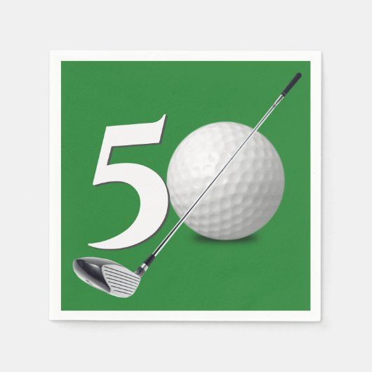50. Geburtstag Golf Ball & Club Serviette (Vorderseite)