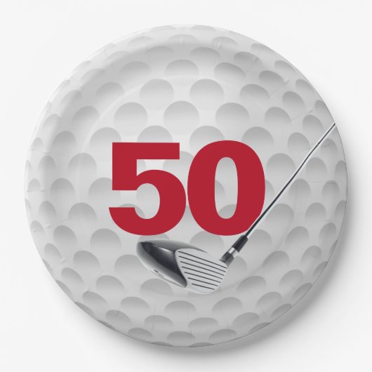 50. Geburtstag Golf Ball Design Paper Plate Pappteller (Vorderseite)