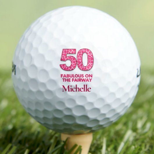 50. Geburtstag Golfer 50 und fabelhaft rosa Leopar Golfball
