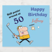 50 Geburtstag Golfer Bierflaschenetikett (Einzelnes Label)
