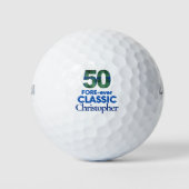 50. Geburtstag Golfer-Geschenk, Cool Kariert 50 Golfball (Vorderseite)