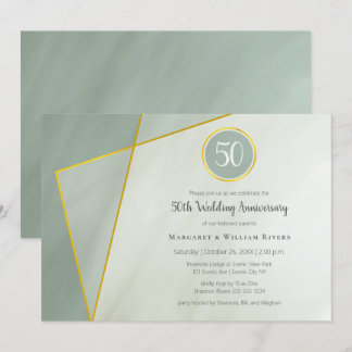 50. Geburtstag graue Jade mit Goldrahmen Einladung