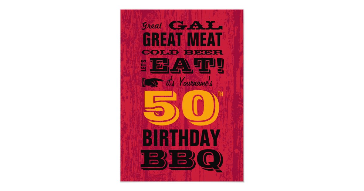 50. Geburtstag GRILLEN Grill heraus Karte Zazzle