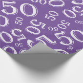 50. Geburtstag Grosses Zufallsstichmuster Lila Geschenkpapier (Ecke)