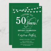 50. Geburtstag - Grün Weiß Einladung (Vorne/Hinten)
