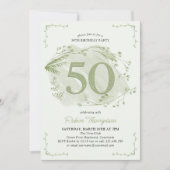 50. Geburtstag Grüne Wildblume 50 Einladung (Vorderseite)