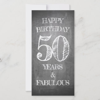 50. Geburtstag Grußkarte im Kreidetafel-Stil