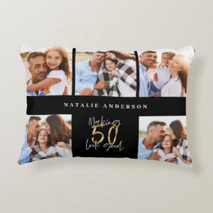 50. Geburtstag gutes Gold schwarzes Foto Collage C Dekokissen