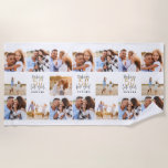 50. Geburtstag gutes Gold schwarzes Foto Collage C Strandtuch<br><div class="desc">Feiern Sie Ihren 50. Geburtstag stilvoll mit diesem schwarzen und goldenen Effekt 50. Geburtstag. Ein modernes Design mit Skripttext,  fett gedruckter Grafik-Foto-Collage. Ändern Sie die Farbe,  um sie anzupassen. Teil einer Sammlung.</div>