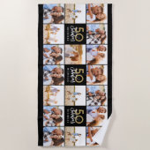 50. Geburtstag gutes goldschwarzes Foto Collage Ch Strandtuch (Vorderseite)