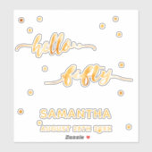 50. Geburtstag hallo 50 Goldnamensticker Aufkleber (Blatt)