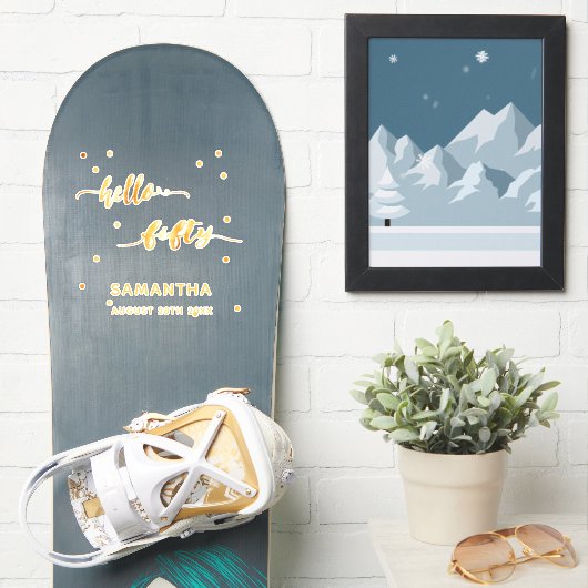 50. Geburtstag hallo 50 Goldnamensticker Aufkleber (Snowboard)
