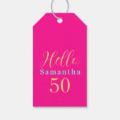 50. Geburtstag Hallo 50 Hot Pink Party Geschenkanhänger (Rückseite)