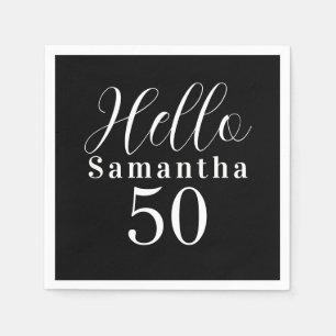 50. Geburtstag Hallo 50 Schwarz-Weiß-Party Serviette