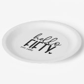 50. Geburtstag Hallo 50 Shirt Pappteller (Schrägansicht)